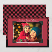 Retro Burgundy Buffalo: kerstfoto Feestdagenkaart (Voorkant / Achterkant)
