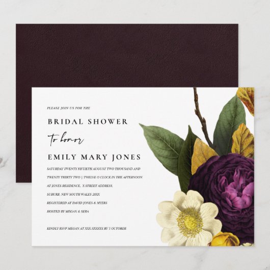  RETRO BURGUNDY GEEL PLATTELIJK VRIJGEZELLENFEEST KAART (Voorkant / Achterkant)