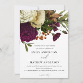 RETRO BURGUNDY GEEL VLOEDBUNCH WEDING KAART (Voorkant)