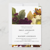 RETRO BURGUNDY GEEL VLOEDBUNCH WEDING KAART (Voorkant)