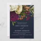  RETRO BURGUNDY GEEL VLOEDBUNCH WEDING KAART (Voorkant)