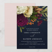 RETRO BURGUNDY GEEL VLOEDBUNCH WEDING KAART (Voorkant / Achterkant)