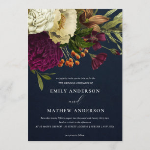 RETRO BURGUNDY GEEL VLOEDBUNCH WEDING KAART