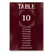 Retro Burgundy Ivory Wedding Seating Guest Names Kaart (Voorkant)