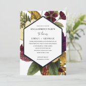  RETRO BURGUNDY OCHRE FLORAL VERLOVING KAART (Staand voorkant)