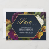  RETRO BURGUNDY OCHRE MAROON HERFST FLORAL SAVE THE DATE (Voorkant)