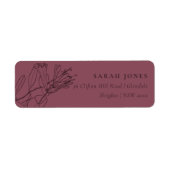 RETRO BURGUNDY PLUM LINE DRAADLORAAL ADRES ETIKET (Voorkant)