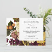  RETRO BURGUNDY RED OCHRE FLORAL VERLOVING KAART (Staand voorkant)