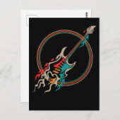 Retro Burning Guitar Rock en Roll Music Briefkaart (Voorkant / Achterkant)