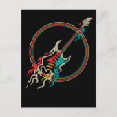 Retro Burning Guitar Rock en Roll Music Briefkaart (Voorkant)