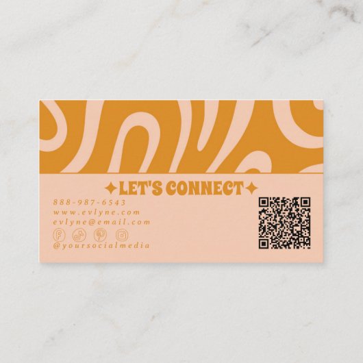 Retro Burnt Orange Terracotta QR Code Boho Groovy Visitekaartje (Achterkant)