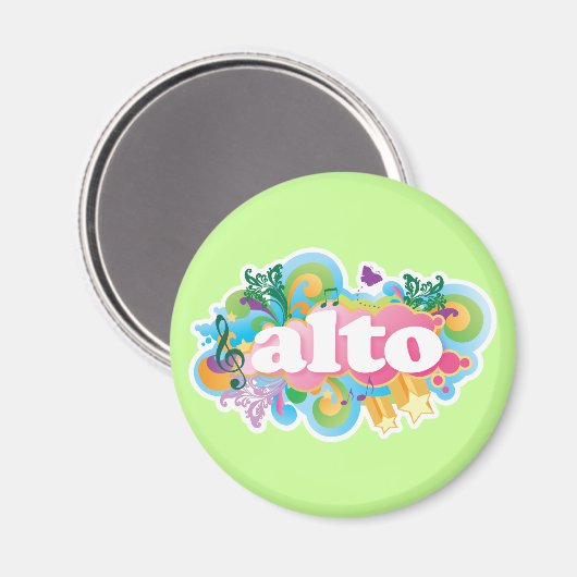 Retro Burst Alto Singer Choir Gift Magneet (Voorkant / Achterkant)