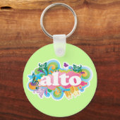 Retro Burst Alto Singer Choir Gift Sleutelhanger (Voorkant)
