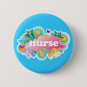 Retro Burst NURSE Gift Ronde Button 5,7 Cm