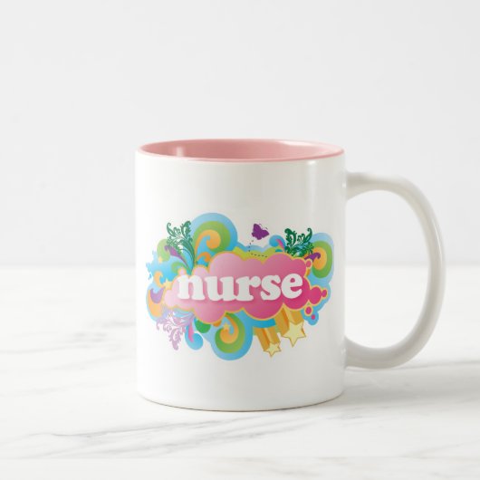 Retro Burst NURSE Gift Tweekleurige Koffiemok (Rechts)