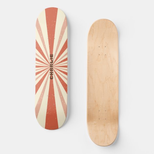 Retro Burst Terracotta Aangepaste persoonlijke naa Persoonlijk Skateboard (Voorkant)