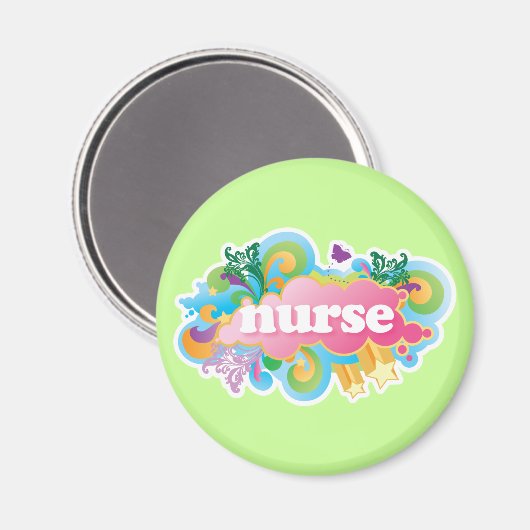 Retro Burst Verpleegkundige Gift Magneet (Voorkant / Achterkant)