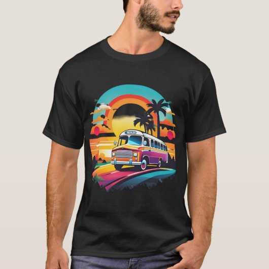 Retro bus in Sunrise T-shirt (Voorkant)
