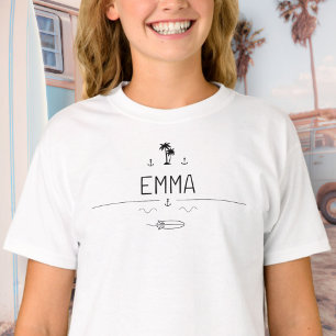 Retro Bus Leven Zwart Wit Surfer Crew Meisjes T-shirt