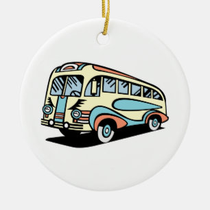 retro bus touringcar keramisch ornament