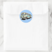 retro bus touringcar ronde sticker (Tas)