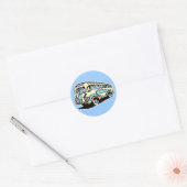 retro bus touringcar ronde sticker (Envelop)