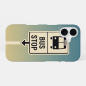 Retro bushaltebord iPhone 16 hoesje (Achterkant horizontaal)
