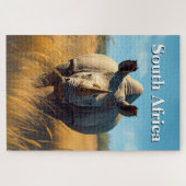 Retro Bushveld Zuid-Afrikaanse Neushoorn Legpuzzel (Horizontaal)