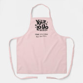 Retro Business Logo QR Code & Tekstbranding Roze Schort (Voorkant)