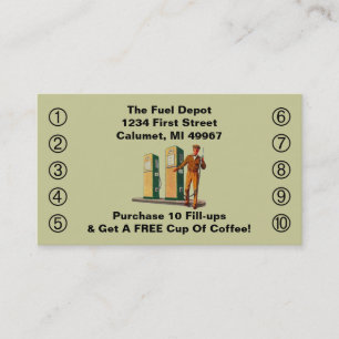 Retro Business Punch Cards Gas PPomp Service gliml Klantenkaartje