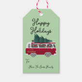 Retro Busje Vintage Vakantie Cadeaulabel (Voorkant)