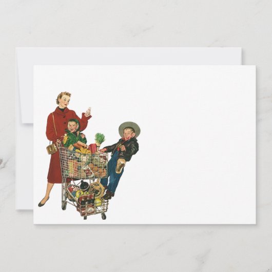 Retro Busy Grocery Shopping Coupon Party Blank 5x7 Kaart (Voorkant)