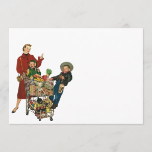 Retro Busy Grocery Shopping Coupon Party Blank 5x7 Kaart