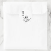 Retro Busy Huisvrouw Ronde Sticker (Tas)