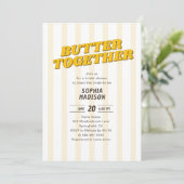 Retro Butter Together Yellow Bridal Shower Kaart (Staand voorkant)