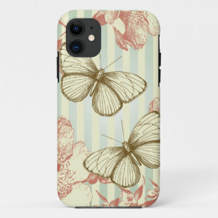 Retro Butterflies en Flowers Case-Mate iPhone Case