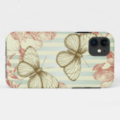  Retro Butterflies en Flowers Case-Mate iPhone Case (Achterkant (horizontaal))