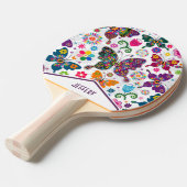 Retro Butterflies en Flowers Tafeltennisbatje (Voorkant Gekanteld)