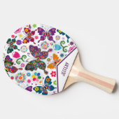 Retro Butterflies en Flowers Tafeltennisbatje (Zijkant)
