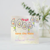Retro Butterflies + Spring Bouquet/Save the Date Save The Date (Staand voorkant)