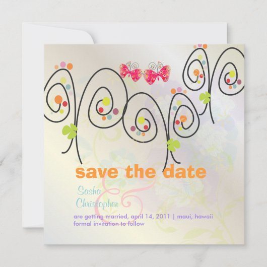 Retro Butterflies + Spring Bouquet/Save the Date Save The Date (Voorkant)