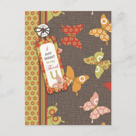 Retro Butterflies TY Briefkaart (Voorkant)