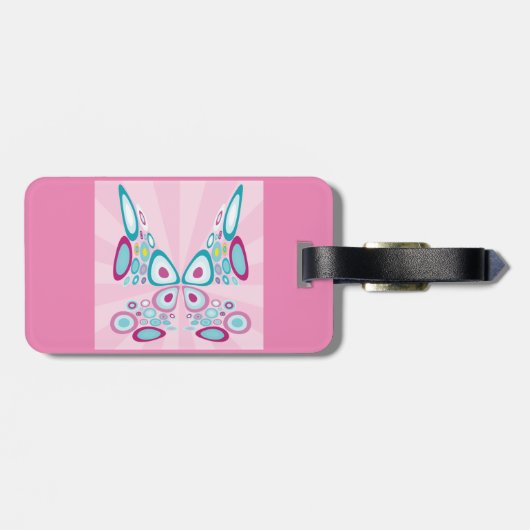 Retro Butterfly Abstracte Pop Art Bagagelabel (Achterkant horizontaal)