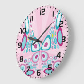 Retro Butterfly Abstracte Pop Art Grote Klok (Hoek)