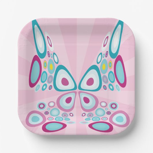 Retro Butterfly Abstracte Pop Art Papieren Bordje (Voorkant)