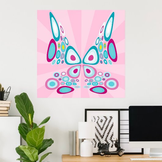 Retro Butterfly Abstracte Pop Art Poster