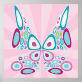 Retro Butterfly Abstracte Pop Art Poster (Voorkant)