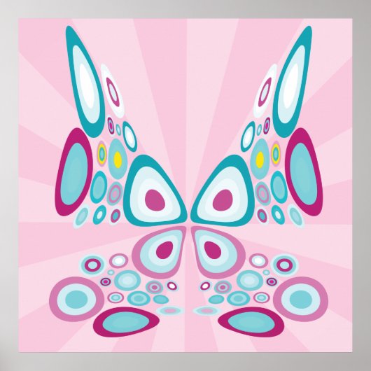 Retro Butterfly Abstracte Pop Art Poster (Voorkant)