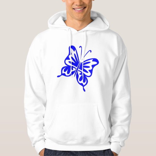 Retro Butterfly - blauw Hoodie (Voorkant)