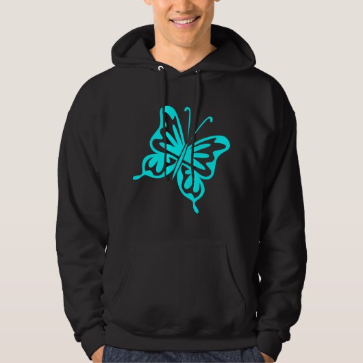 Retro Butterfly - Cyaan Hoodie (Voorkant)